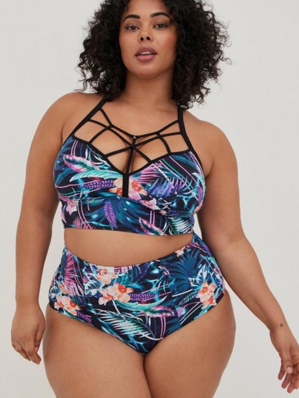 Torrid Sz 4 Strappy Dreamy Tropical Bikini Swimsuit
